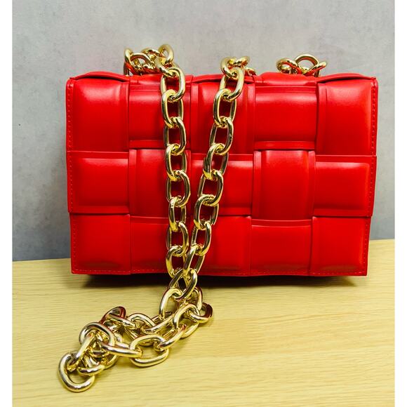 Glamorous Fancy Women Quilt MY ONE AND ONLY RED CHAIN BAG - Picture 7 of 14